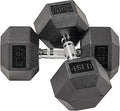 BalanceFrom Rubber Coated Hex Dumbbell Set and Rack - Durable Gym Gear