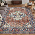 Washable Area Rug 8 ft x 10 ft Vintage Traditional Persian Mat