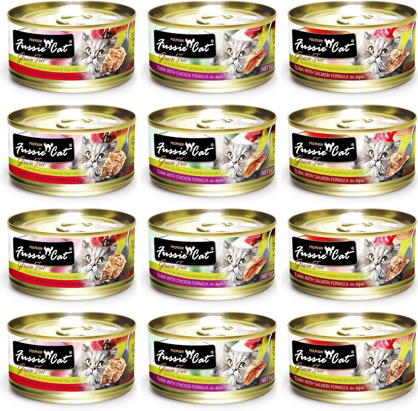 Fussie Cat Premium Grain Free Canned Cat Food Variety Pack