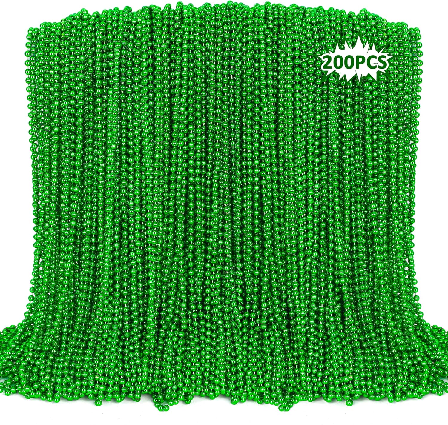 St Patricks Day Necklaces - 200PCS Green Beads for Celebrations