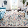 9 ft x 12 ft Cream & Blue Area Rug - Boho Medallion, Durable