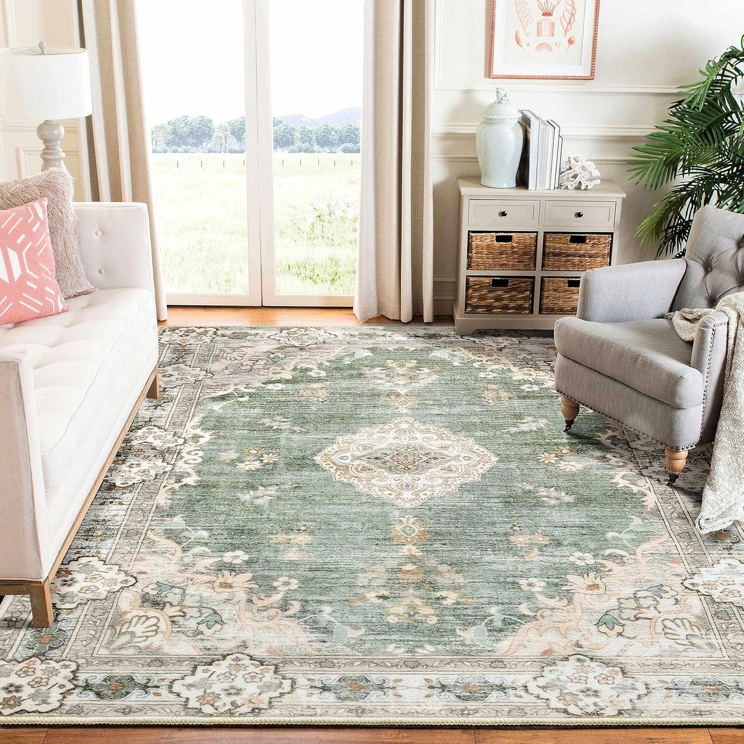 MUJOO Green Rug 6ftx9ft Area Rugs for Living Room and Bedroom