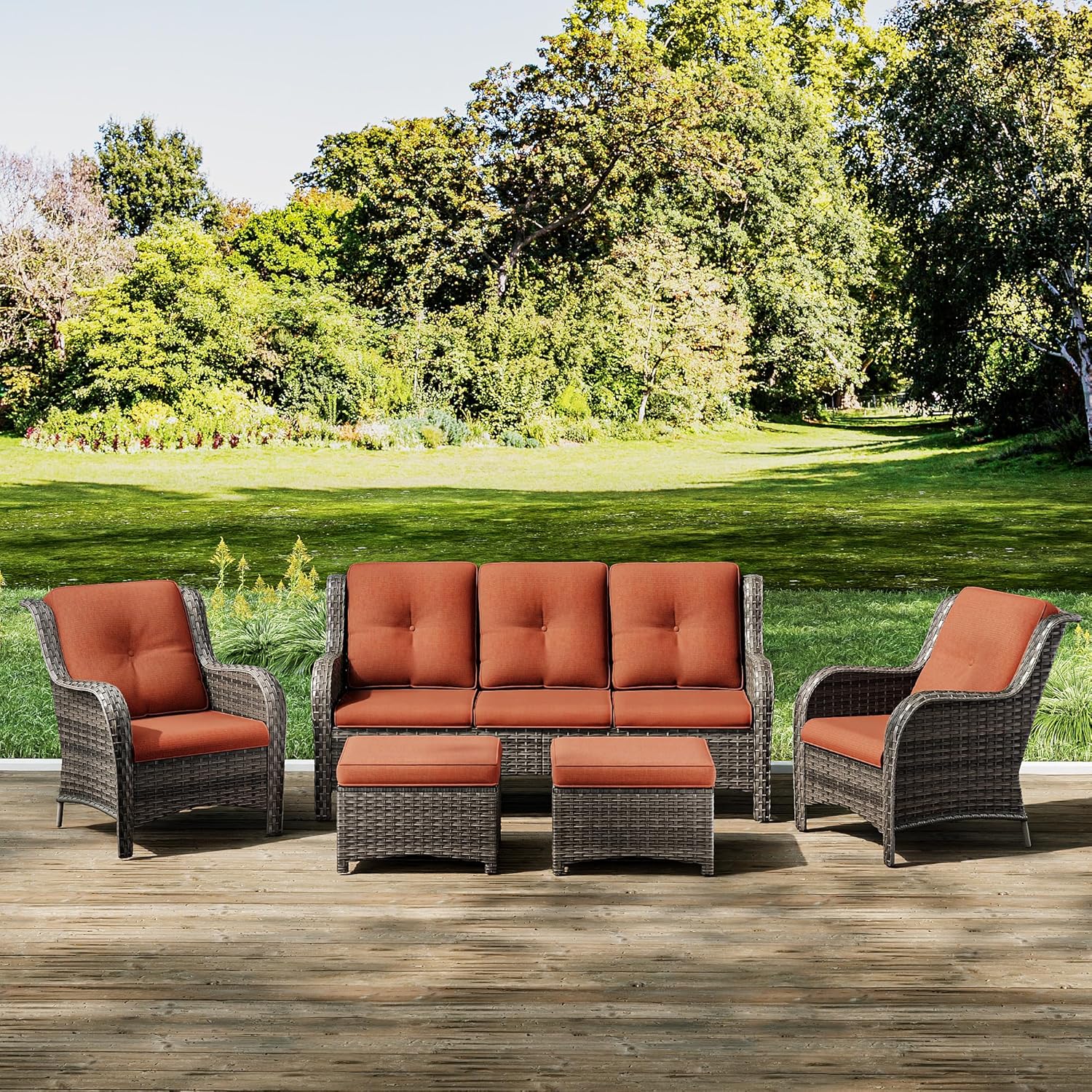 Joyside 5-Piece Wicker Outdoor Furniture Set for Cozy Gatherings