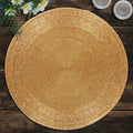 Round Beaded Gold Placemats Set of 4 14in - Elegant Holiday Charger