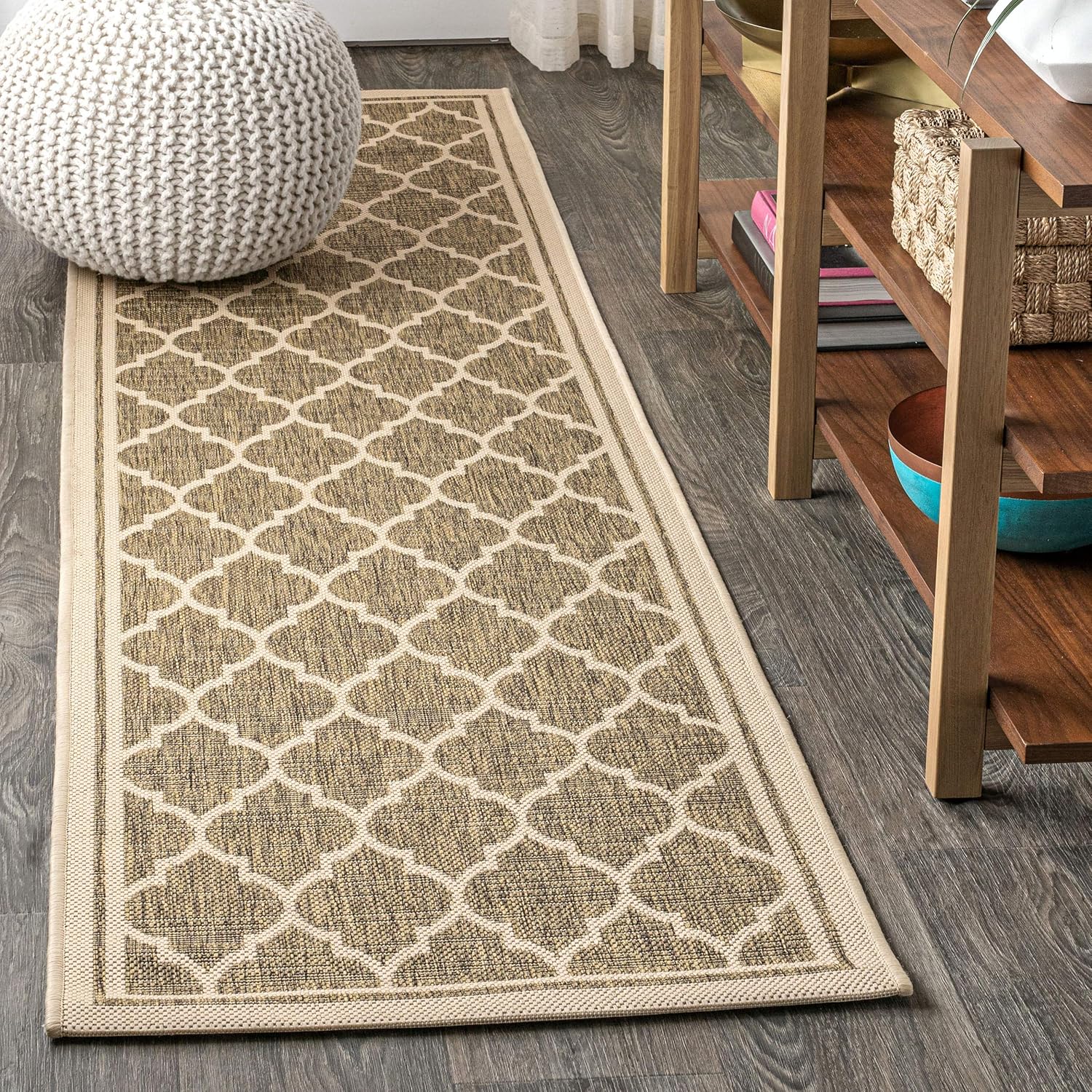 Moroccan Trellis Indoor Outdoor Runner Rug for High Traffic Areas