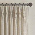 Taupe Linen Blend Pinch Pleated Semi Sheer Curtains 54 in - Light