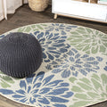 Zinnia Modern Floral 6ft Round Indoor Outdoor Rug - Easy-Cleaning