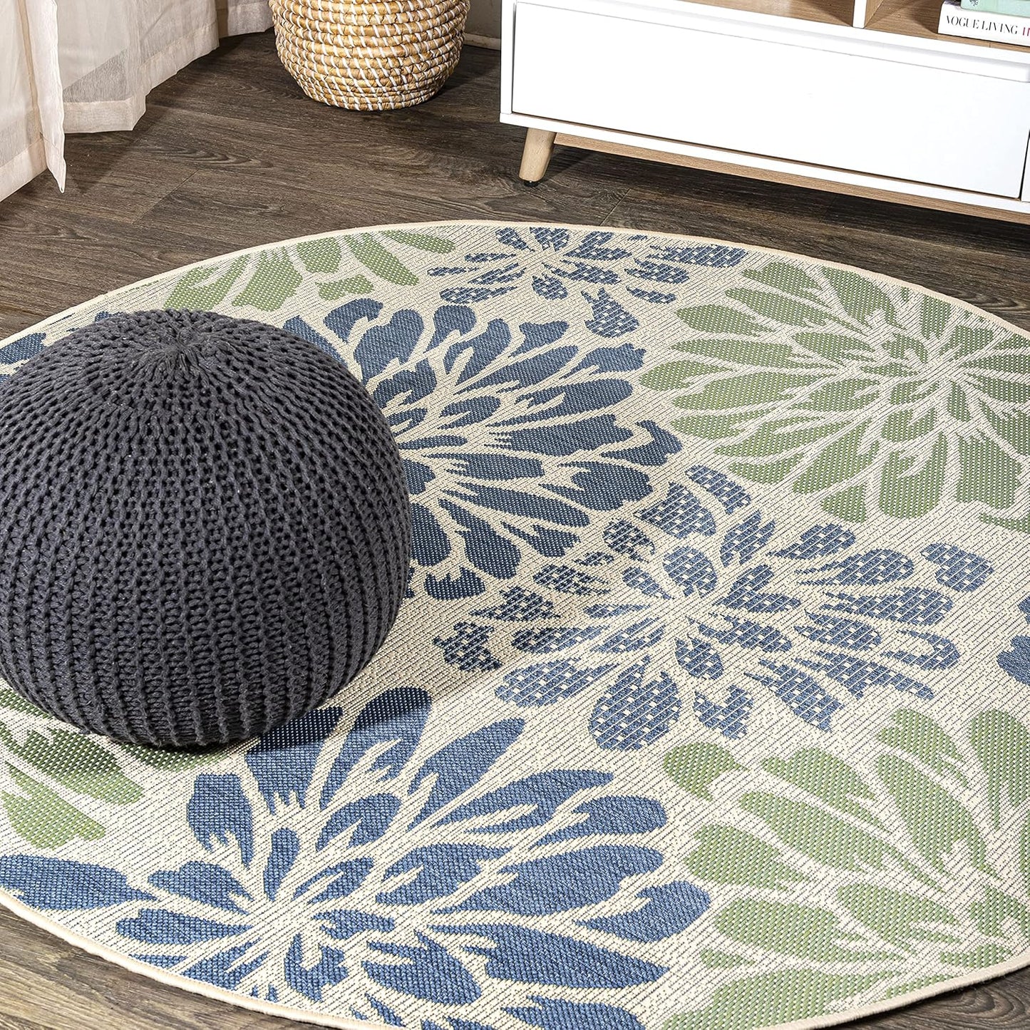 Zinnia Modern Floral Textured Weave Area Rug for Indoor Outdoor