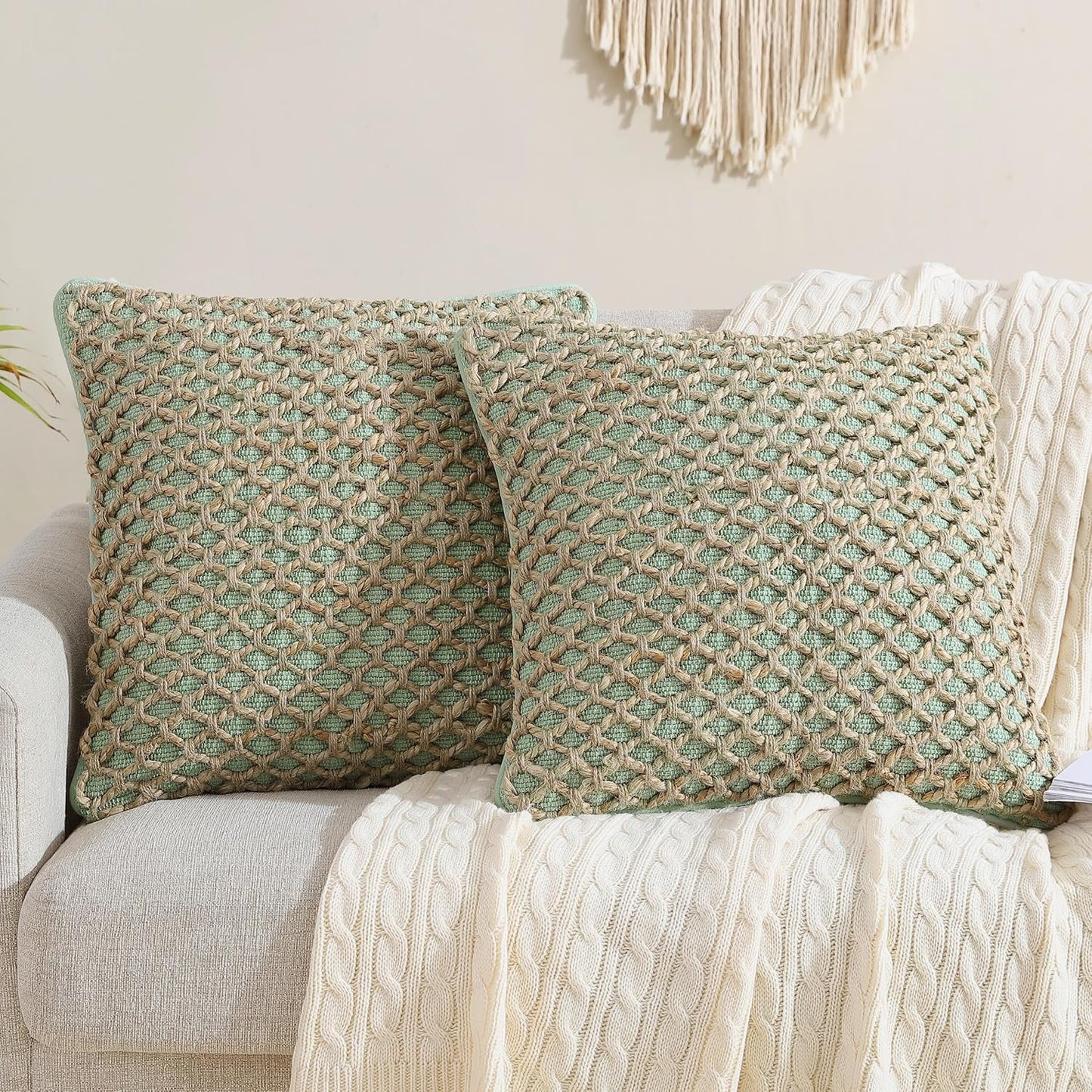 Boho Living Jada Decorative Throw Pillow Covers for Chic Decor
