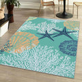 Tritard Coastal Area Rug 3x5 - Machine Washable Teal Ocean Rug