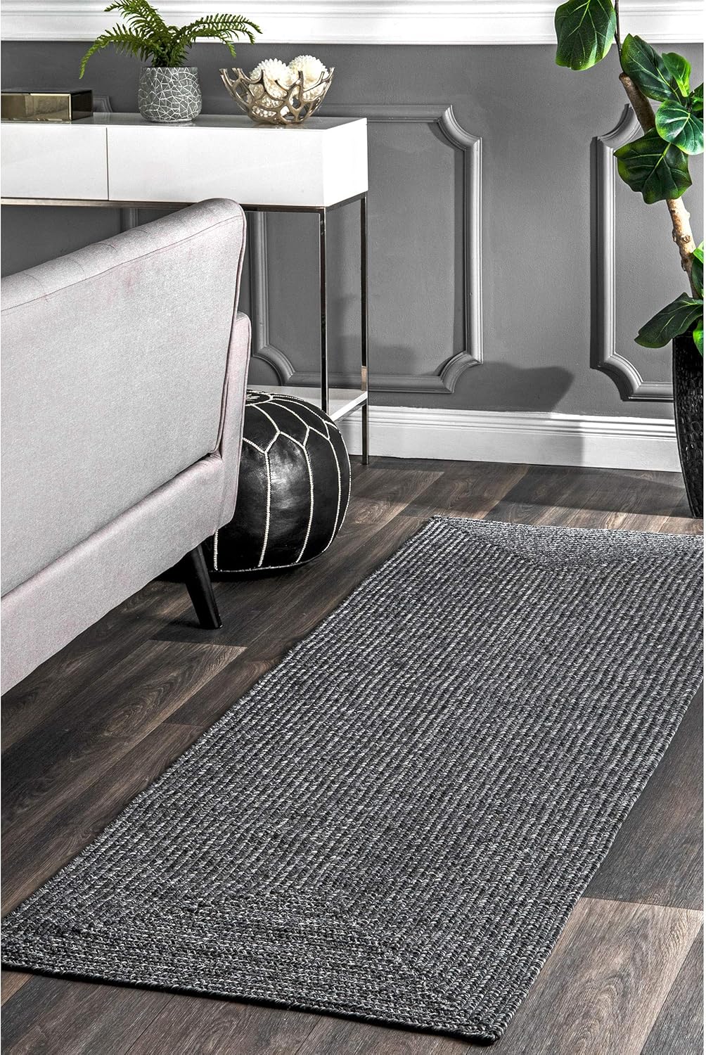 nuLOOM 2ft x 10ft Solid Hand Braided Indoor/Outdoor Area Rug