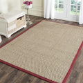 SAFAVIEH Area Rug 4x6 Natural Fiber Basketweave - Natural & Red