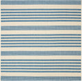 5ft3ft Square Courtyard Area Rug in Beige & Blue - Washable Patio Rug