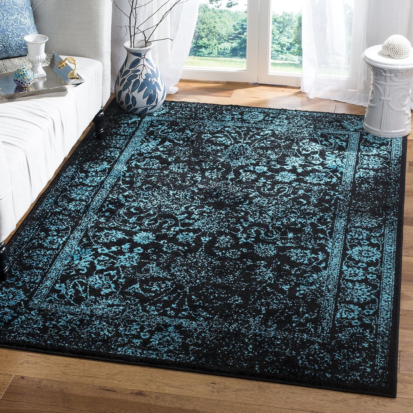 SAFAVIEH Adirondack Collection Area Rug - 6ft x 8ft Black & Teal