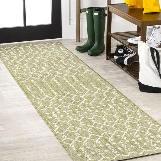 JONATHAN Y Moroccan Geometric Indoor Outdoor Runner Rug 2X8