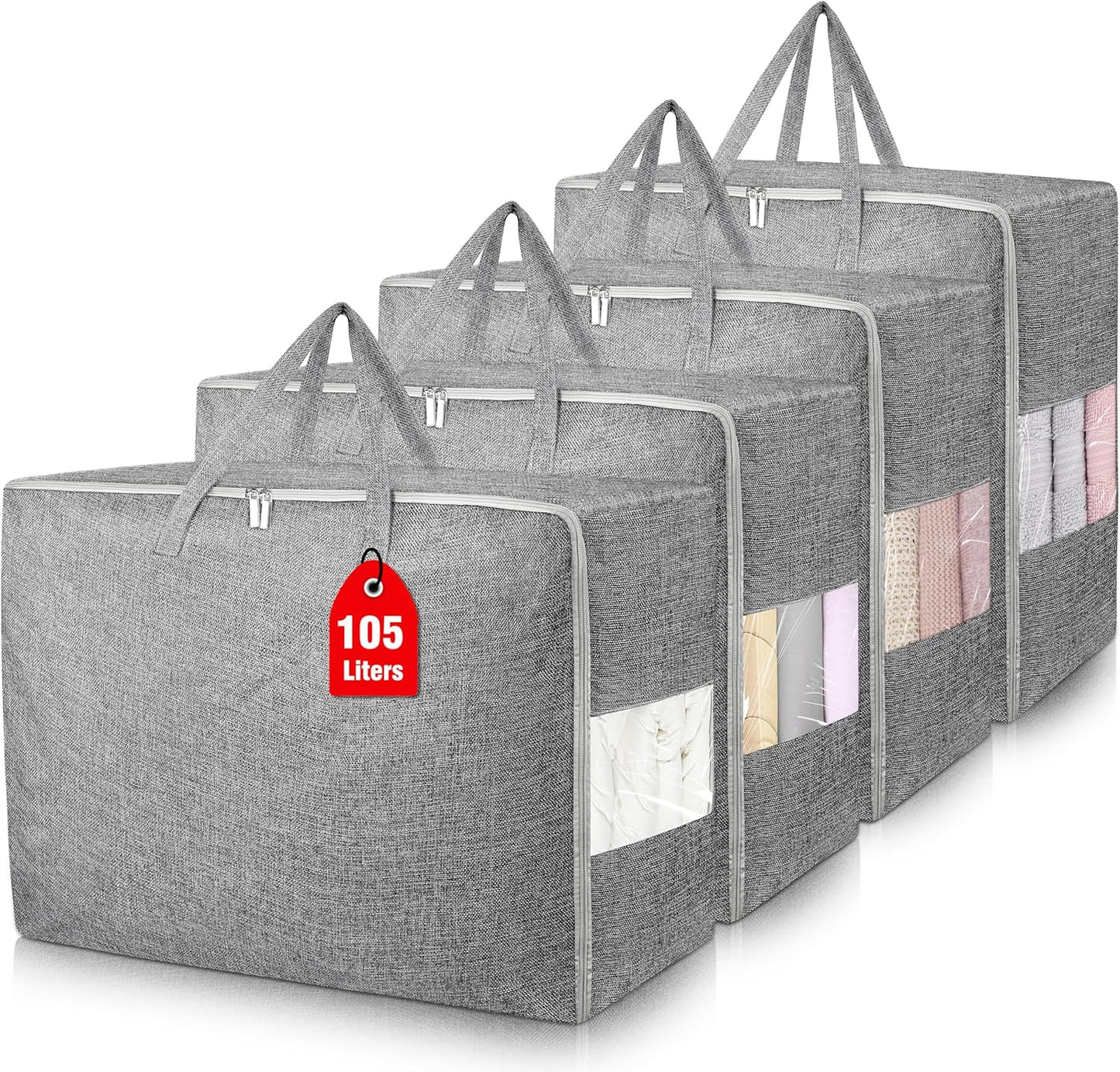 4Pack Extra Large Storage Bags for Bedding and Clothes Organizing