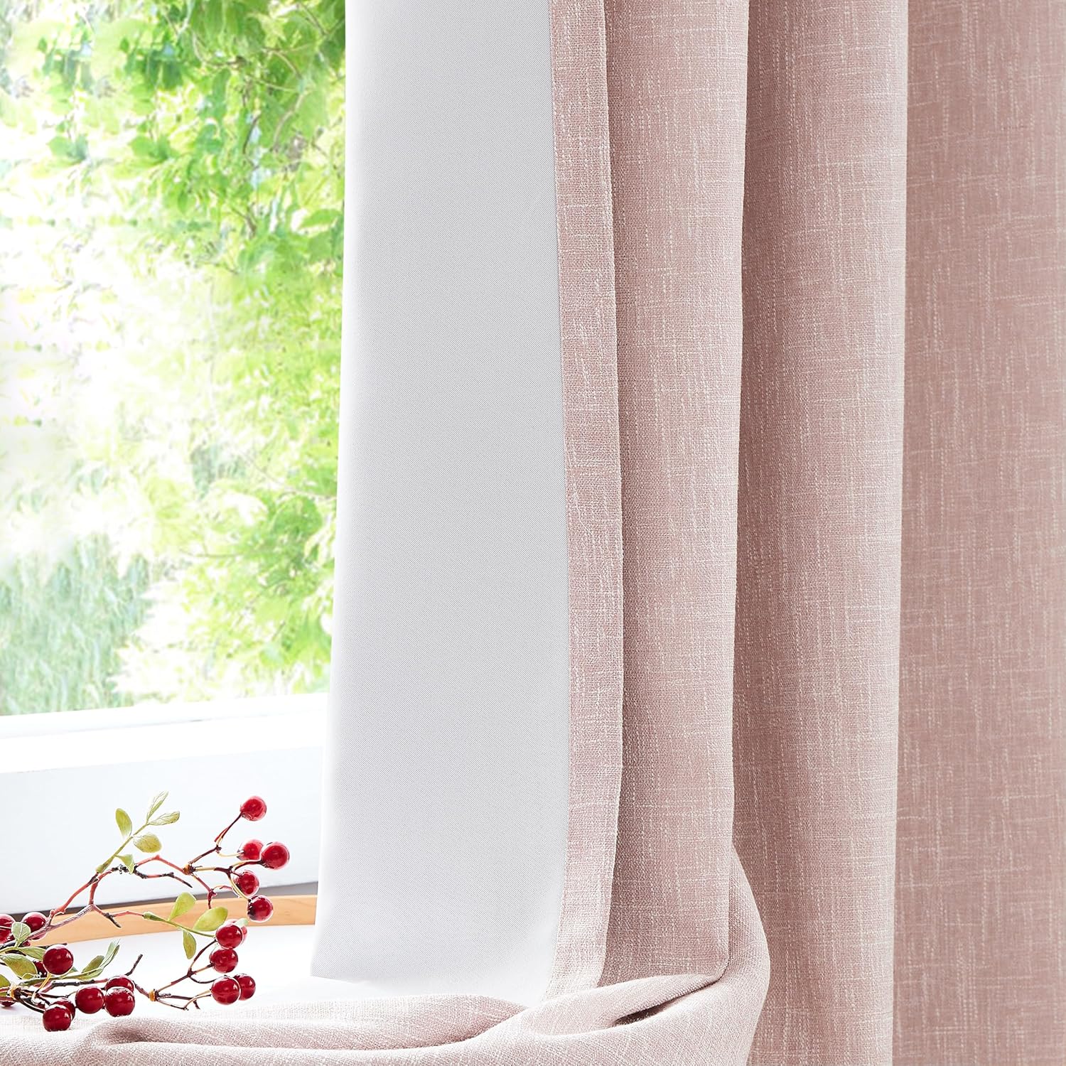 Pink Solid Blackout Curtain Panels for Bedroom and Living Room