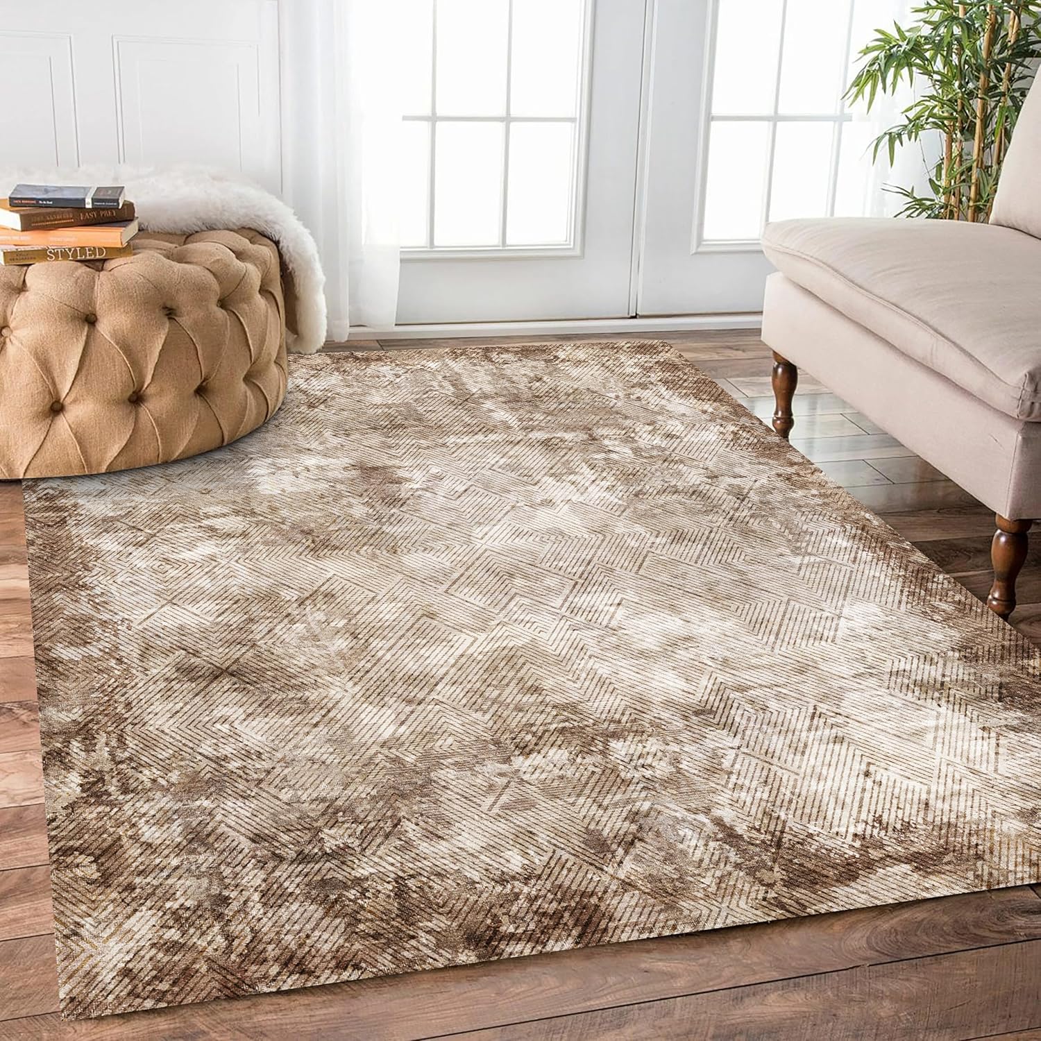 5ft x 7ft Washable Area Rug - Vintage Soft Indoor Carpet for Home