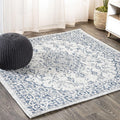 5x5 Gray Navy Boho Medallion Indoor Outdoor Area Rug - Easy Clean