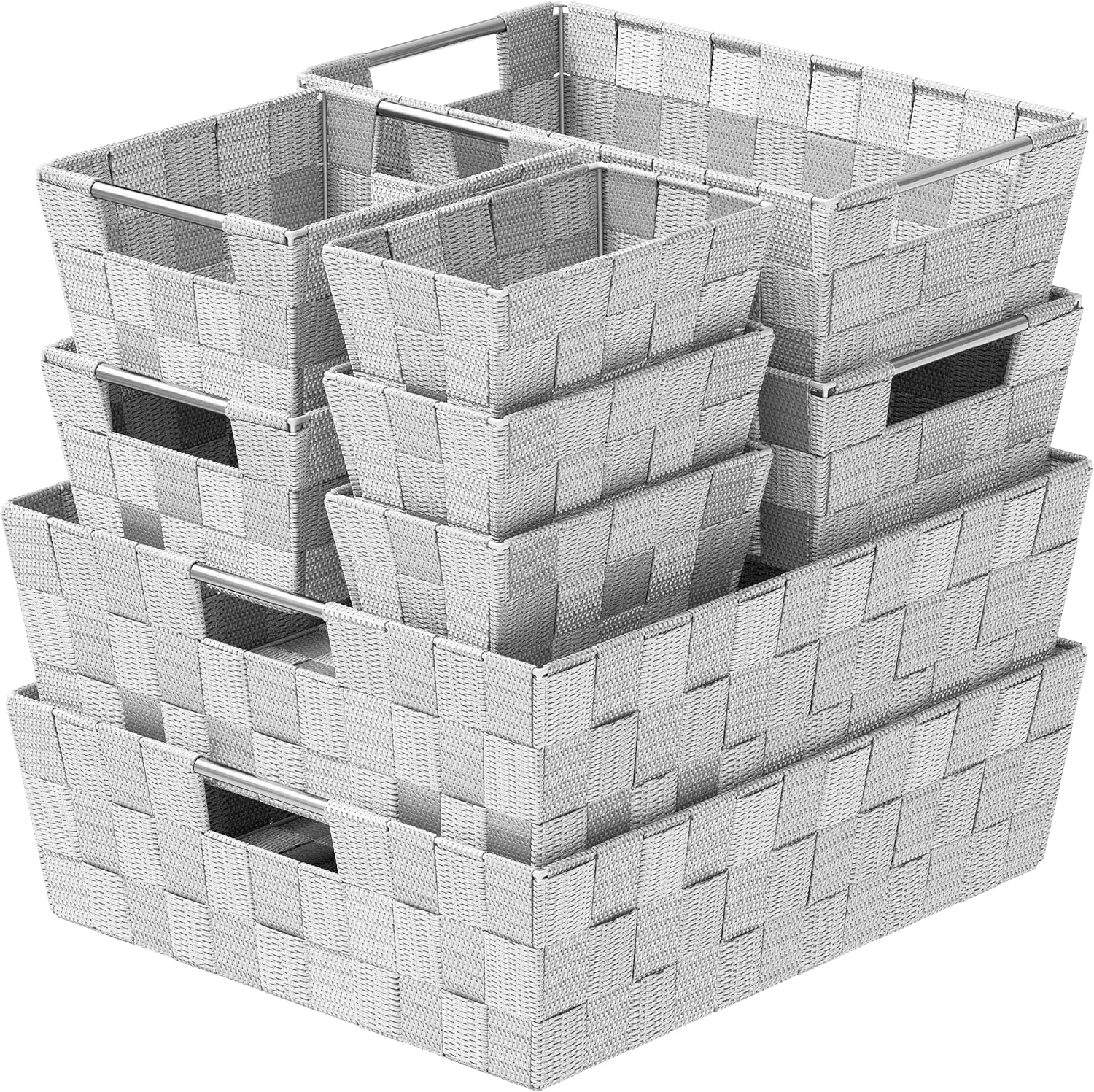 Baskets For Organizing Set Of 9 Grey - Perfect Storage Bins