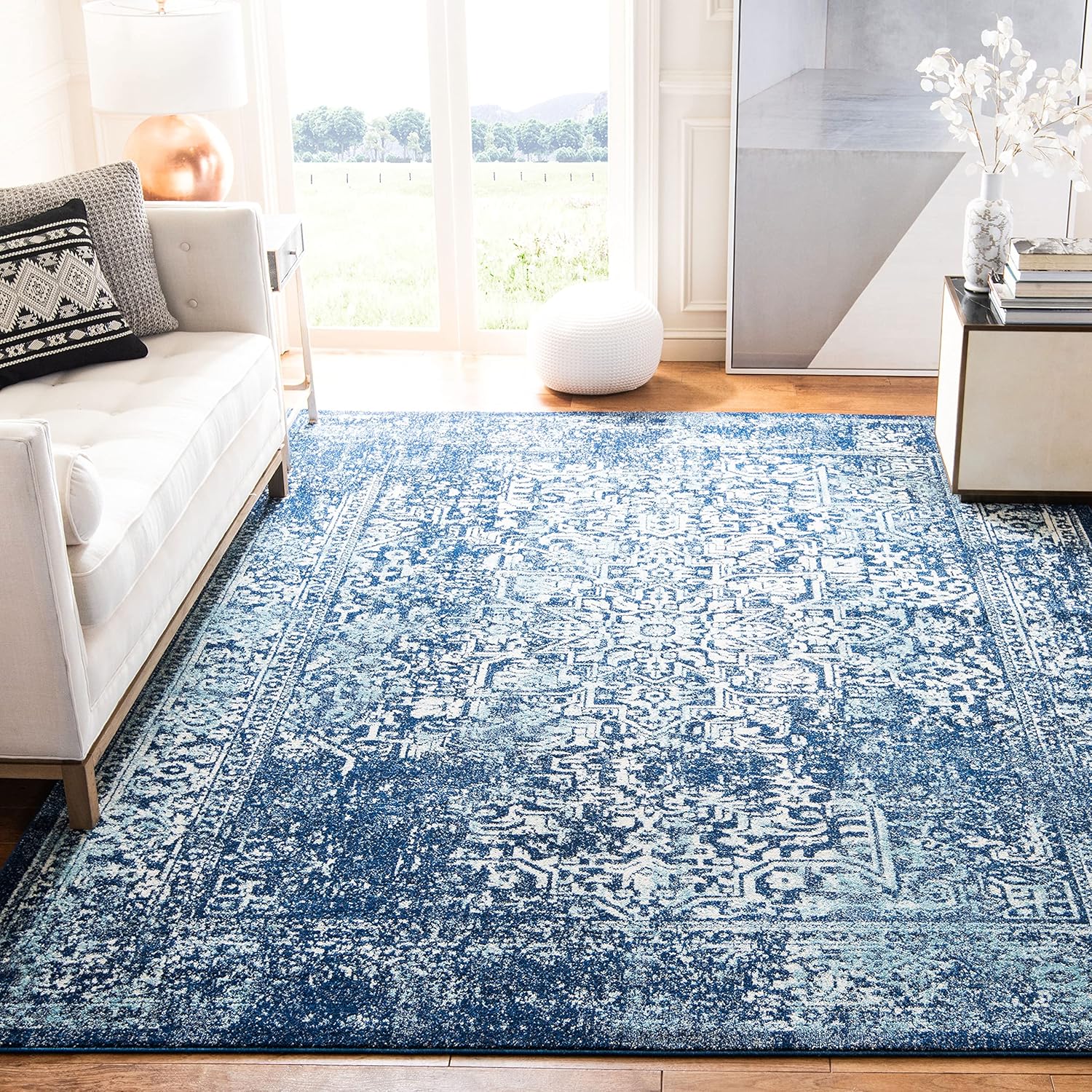 SAFAVIEH Evoke Collection 11ft x 15ft Navy/Ivory Area Rug Review