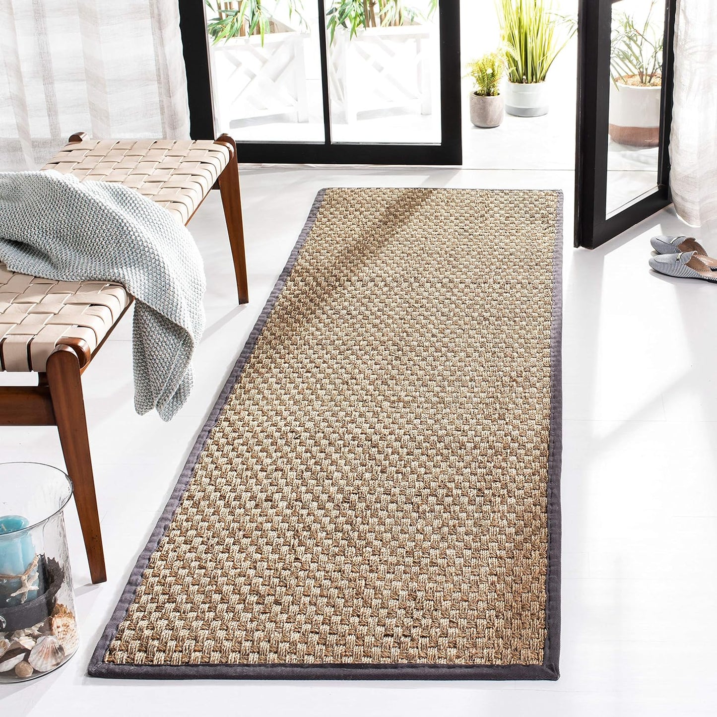 Natural Fiber Runner Rug - 2ft 6in x 12ft Seagrass Basketweave