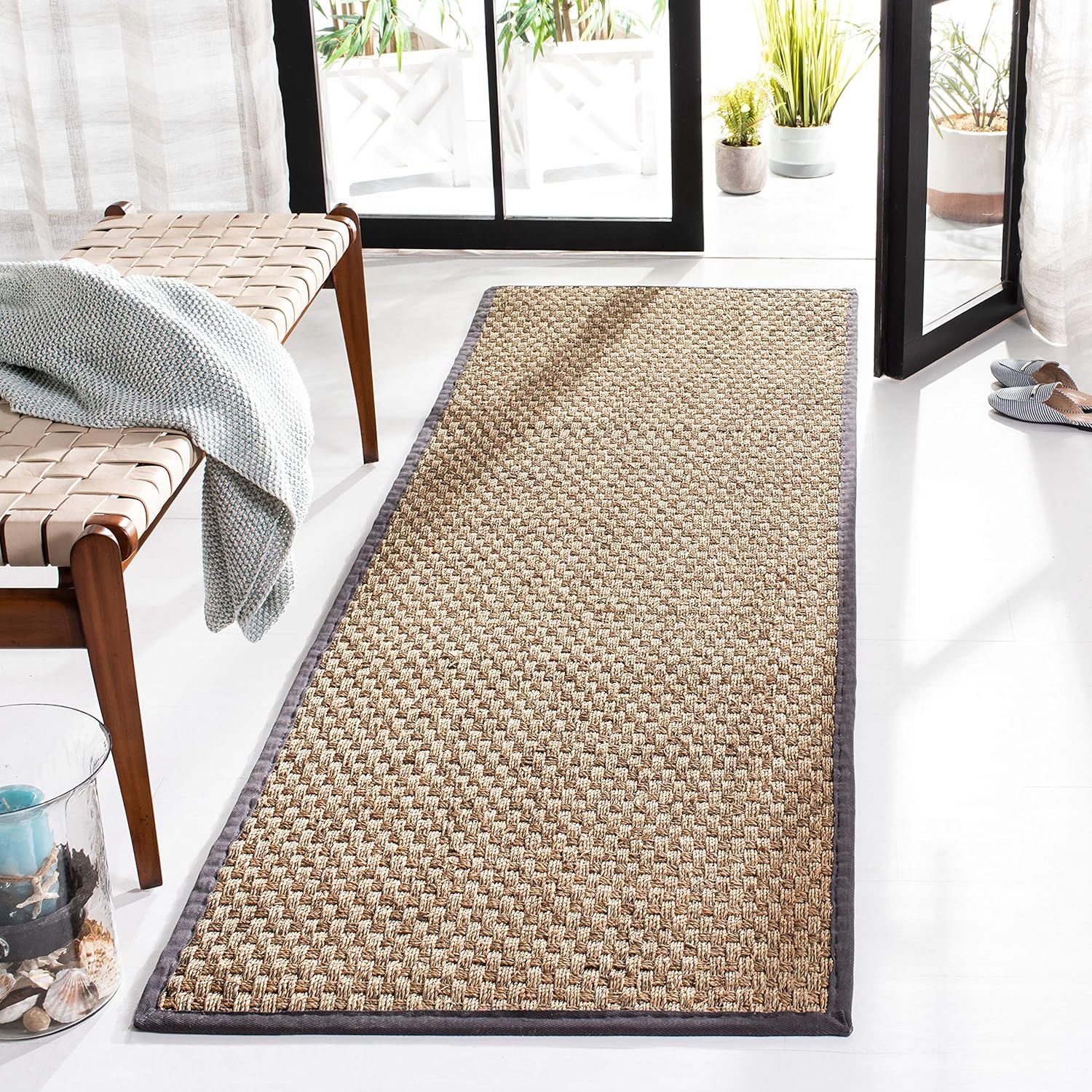 Natural Fiber Runner Rug - 2ft 6in x 10ft Seagrass Basketweave