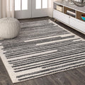 Berber Stripe Cream/Black Area Rug 4x6 - Modern, Pet-Friendly