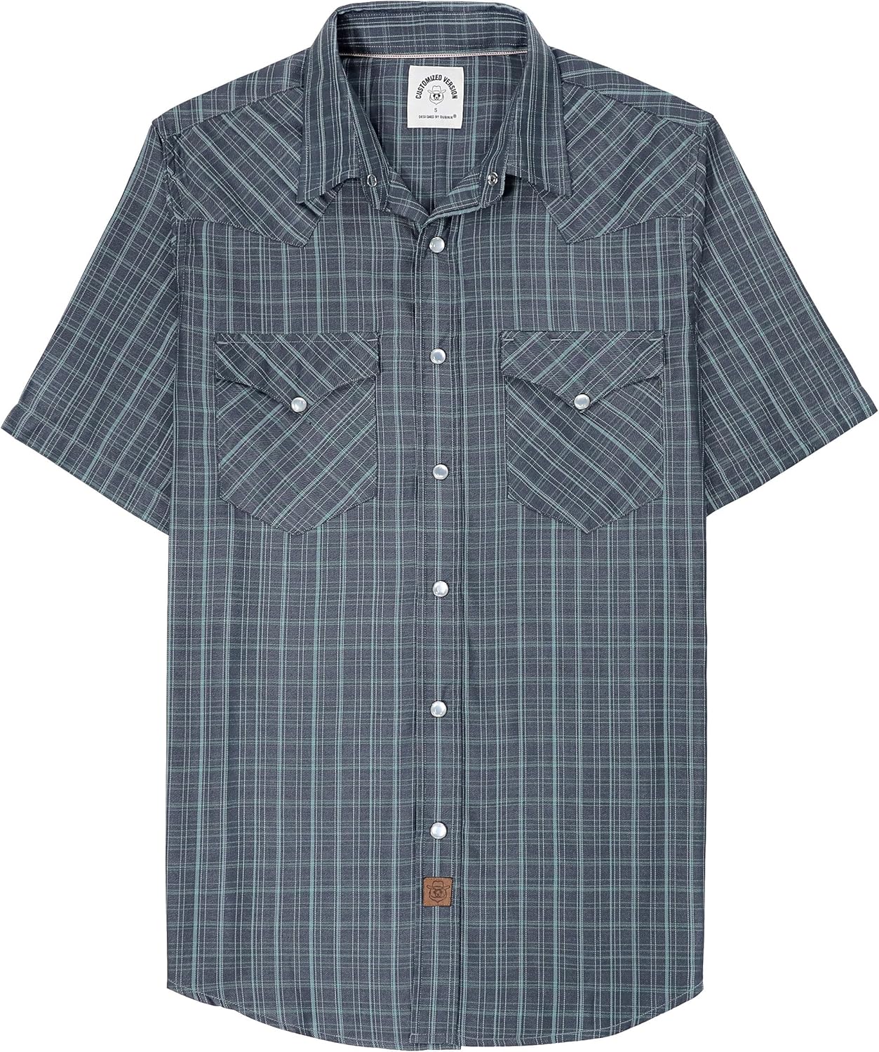 Stylish Mens Short Sleeve Plaid Shirts with Pearl Snaps