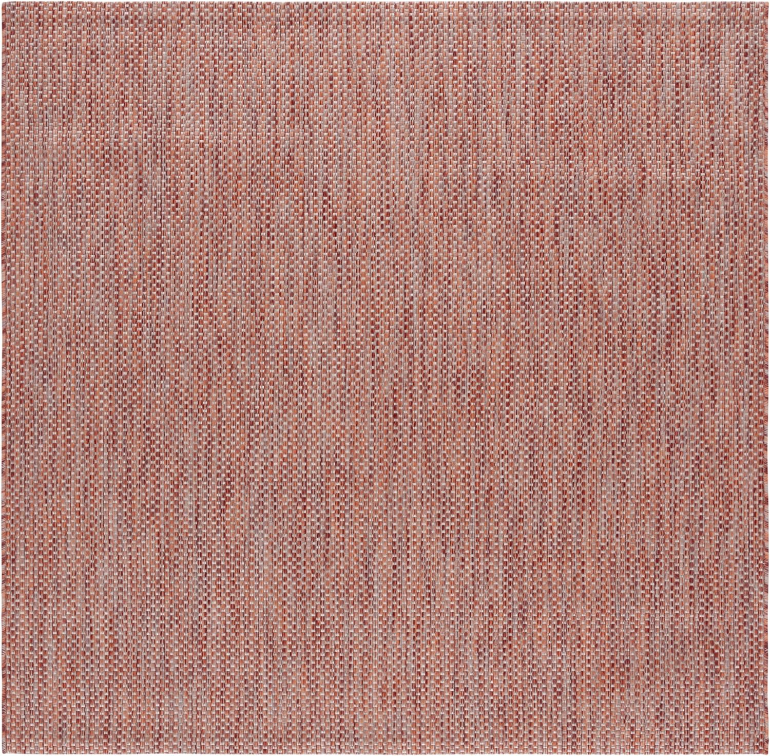 SAFAVIEH Courtyard Collection 7ft 1in Square Red/Beige Mat