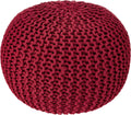 REDEARTH Round Pouf Ottoman - Hand Knitted Boho Foot Stool