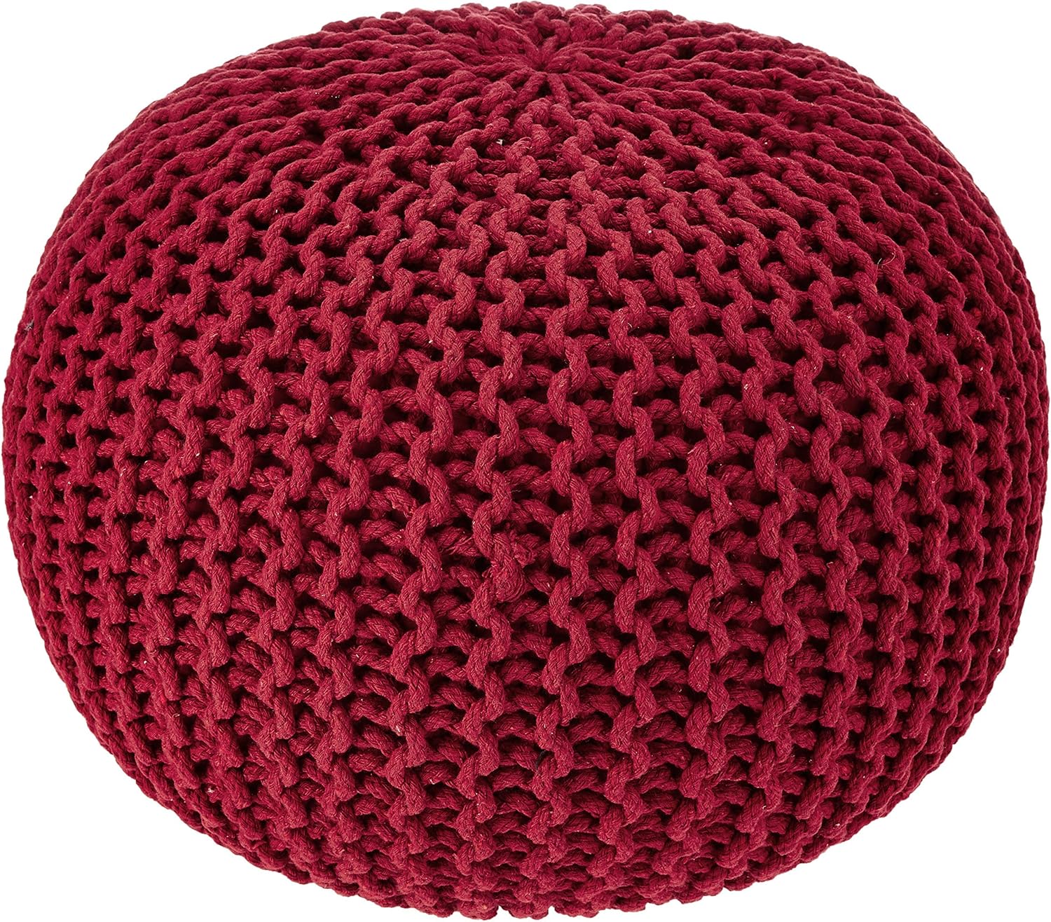 REDEARTH Round Pouf Ottoman - Hand Knitted Boho Foot Stool