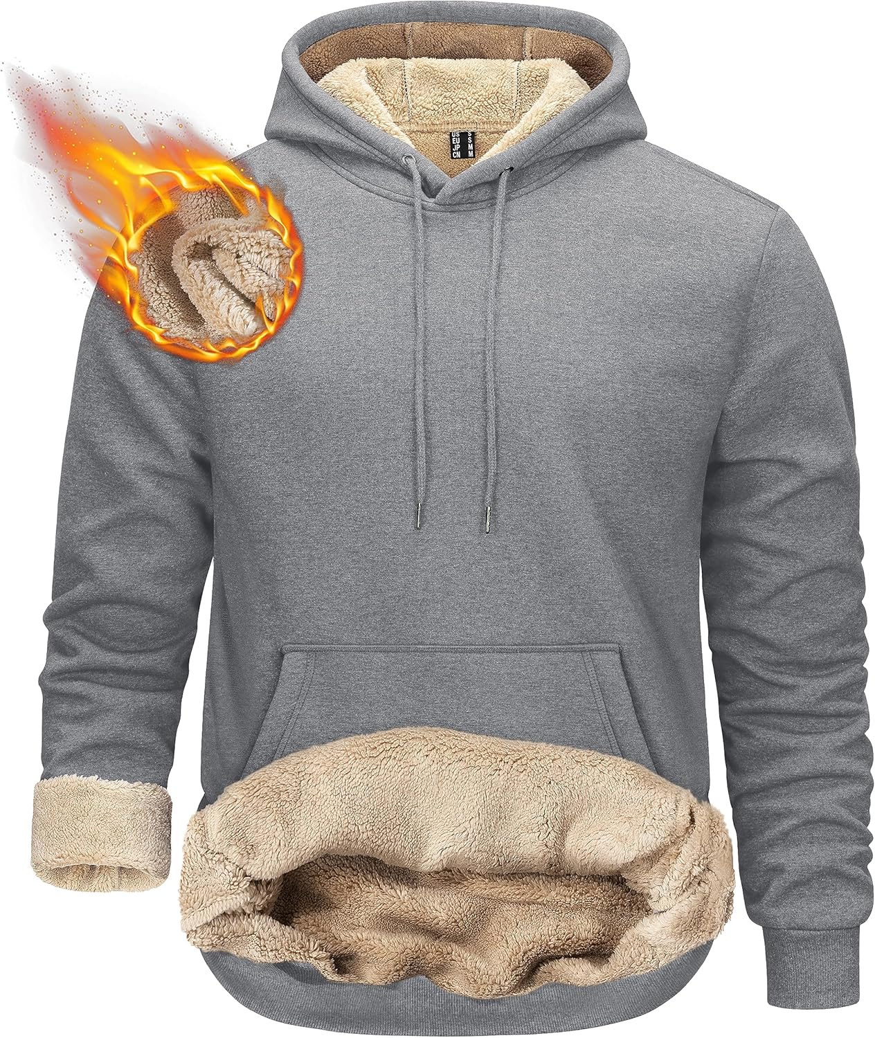TACVASEN Men's Thick Sherpa Lined Hoodie for Winter Warmth