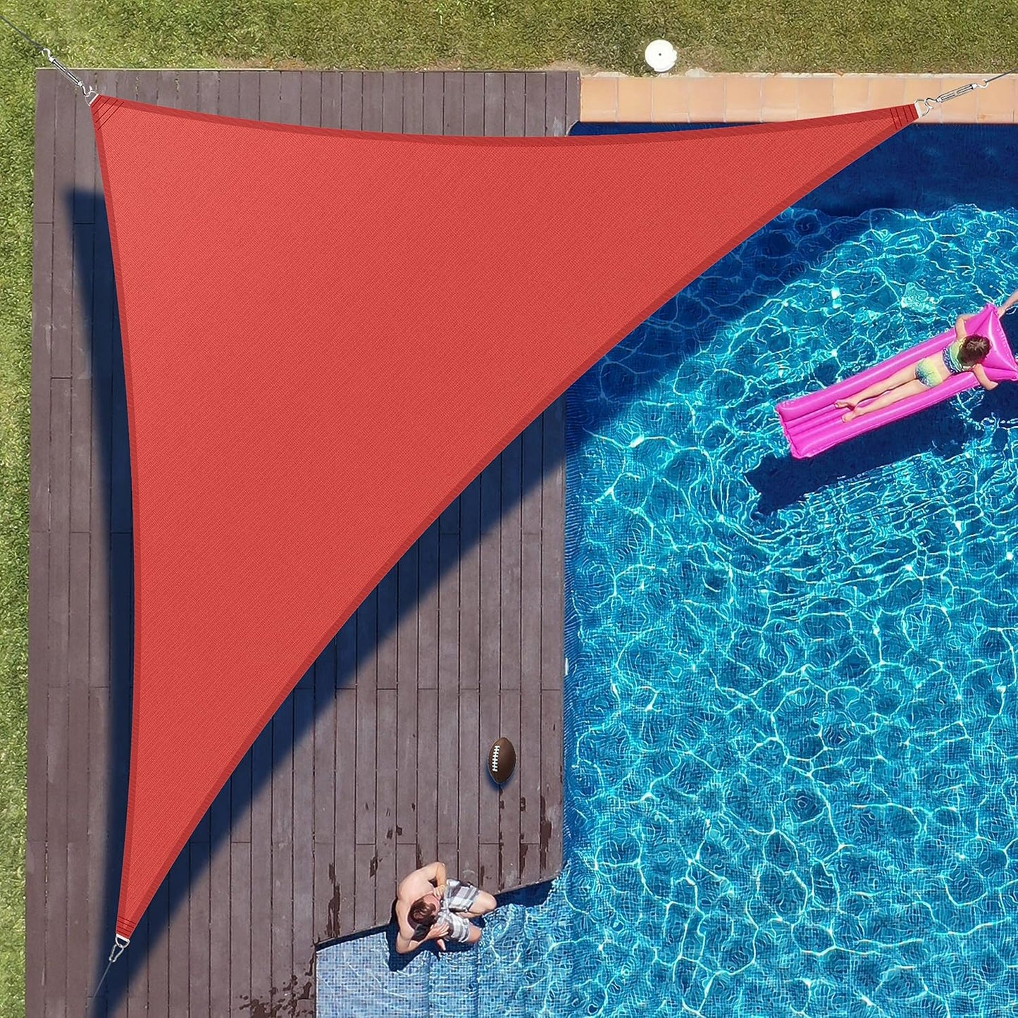ColourTree 20ft x 20ft Red Right Triangle Sun Shade Sail Canopy