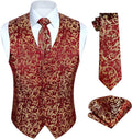 HISDERN Men's Paisley Vest Tie Set for Weddings and Parties