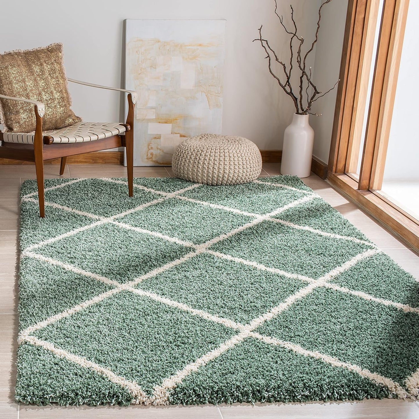 SAFAVIEH Hudson Shag Collection Accent Rug - Modern Trellis Design