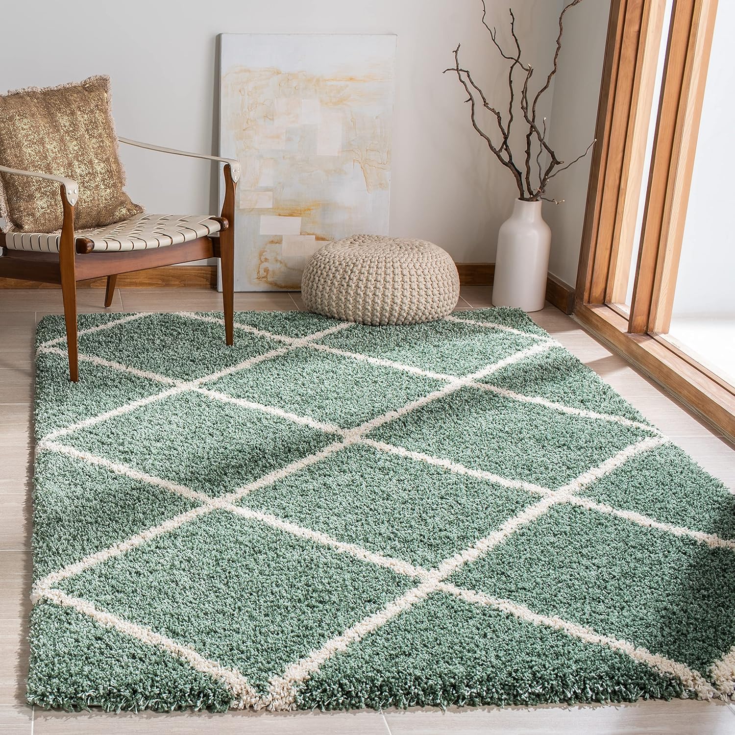 SAFAVIEH Hudson Shag Collection Accent Rug - Modern Trellis Design