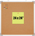 Cork Board Set 24 x 24 in - Framed Bulletin Board with 10 Pins
