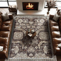 8x10 ft Washable Boho Rug in Farmhouse Brown - Soft Non-Slip