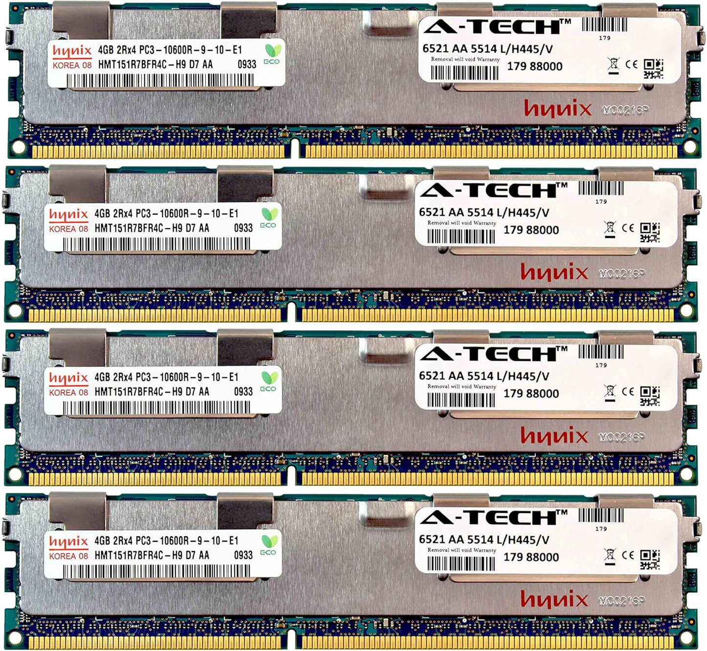 16GB Kit 4X 4GB PC3-10600 RAM for Dell PowerEdge Servers