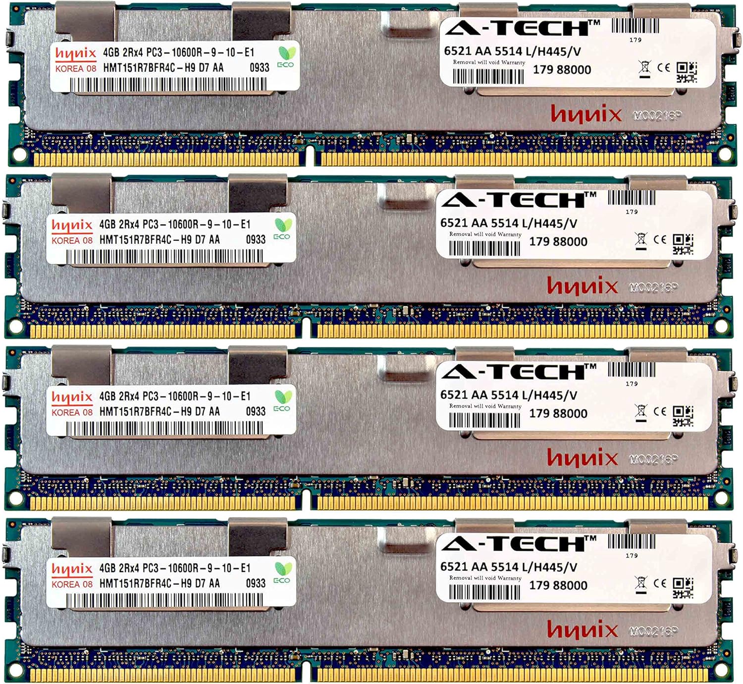16GB Kit 4X 4GB PC3-10600 RAM for Dell PowerEdge Servers