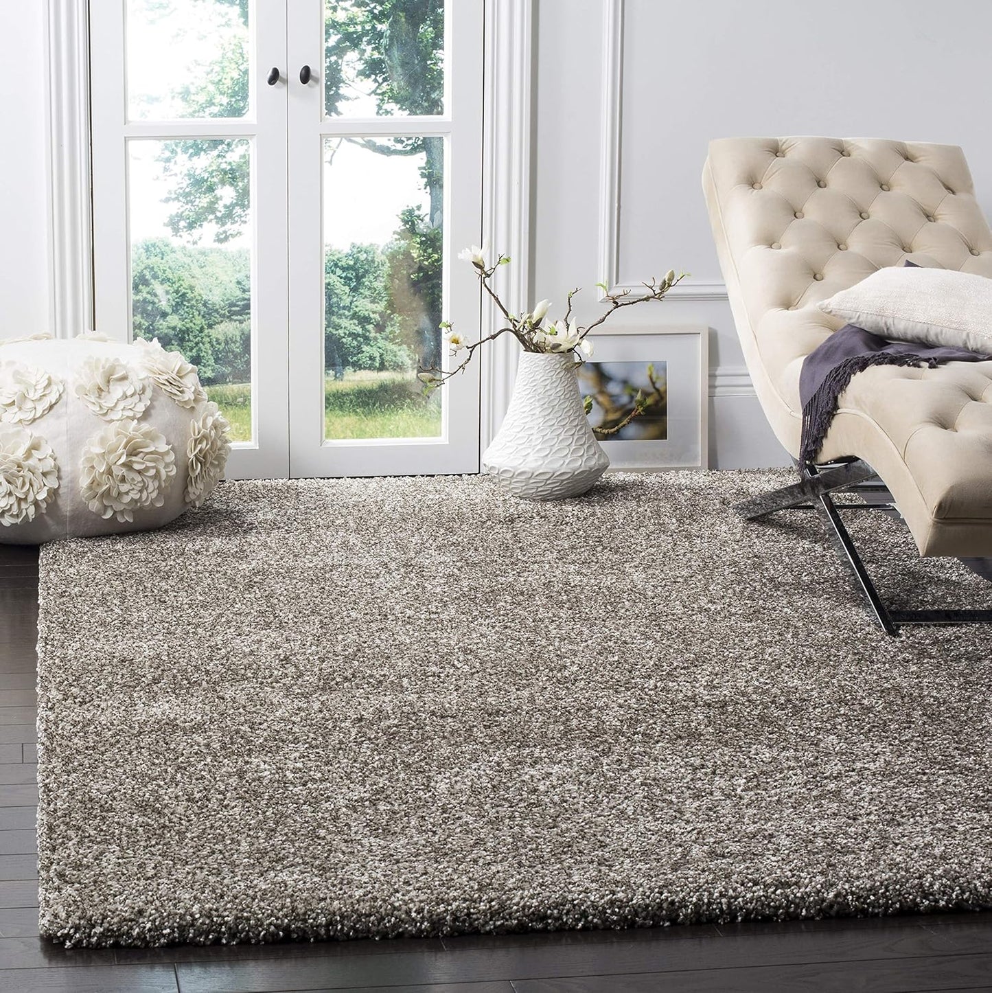SAFAVIEH Milan Shag Collection Area Rug - Cozy 5ft 1in Square Grey