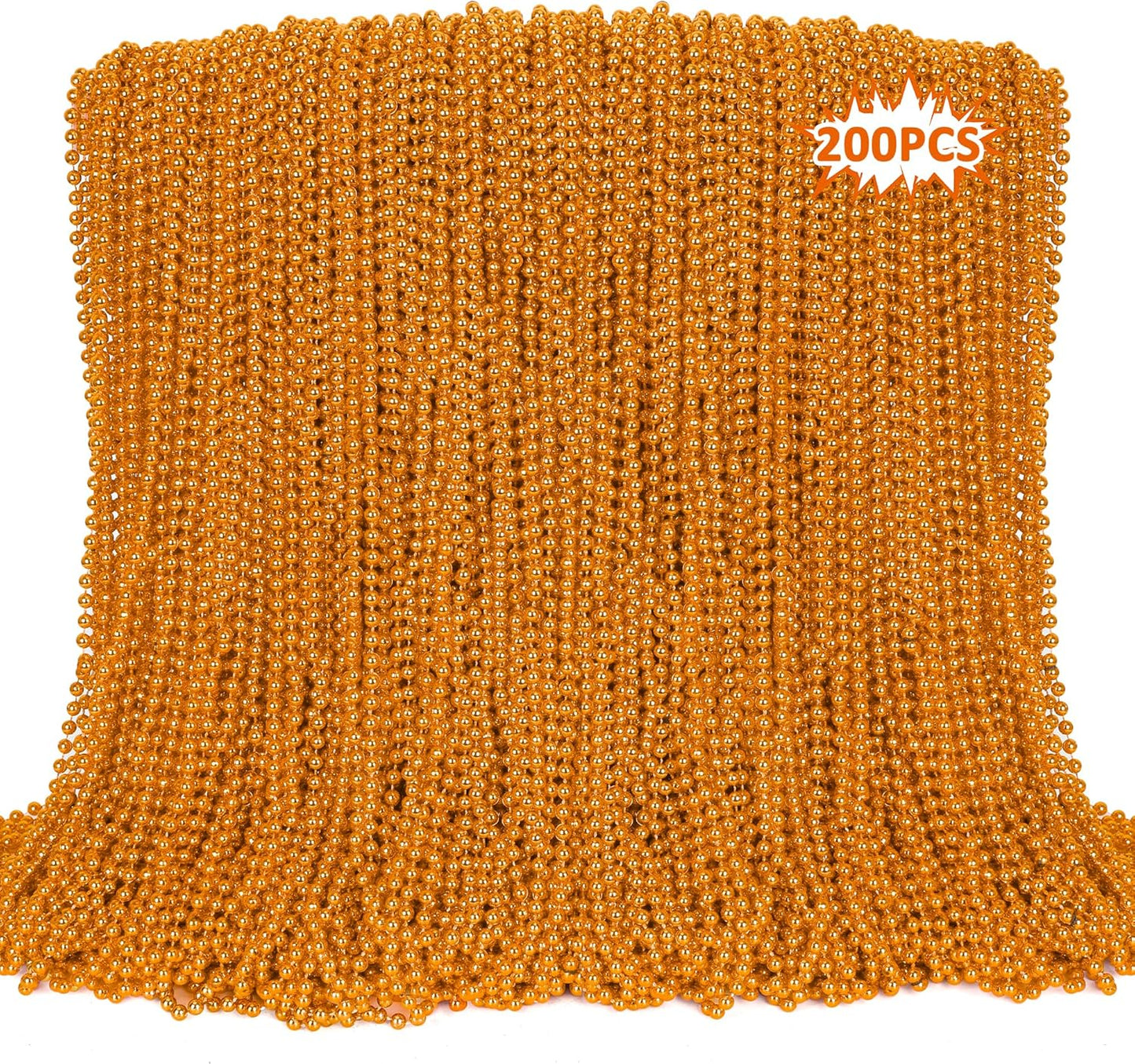 200PCS Orange Bead Necklaces for Mardi Gras and Halloween Fun