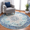 SAFAVIEH Madison 8ft Round Area Rug - Teal & Navy Boho Medallion
