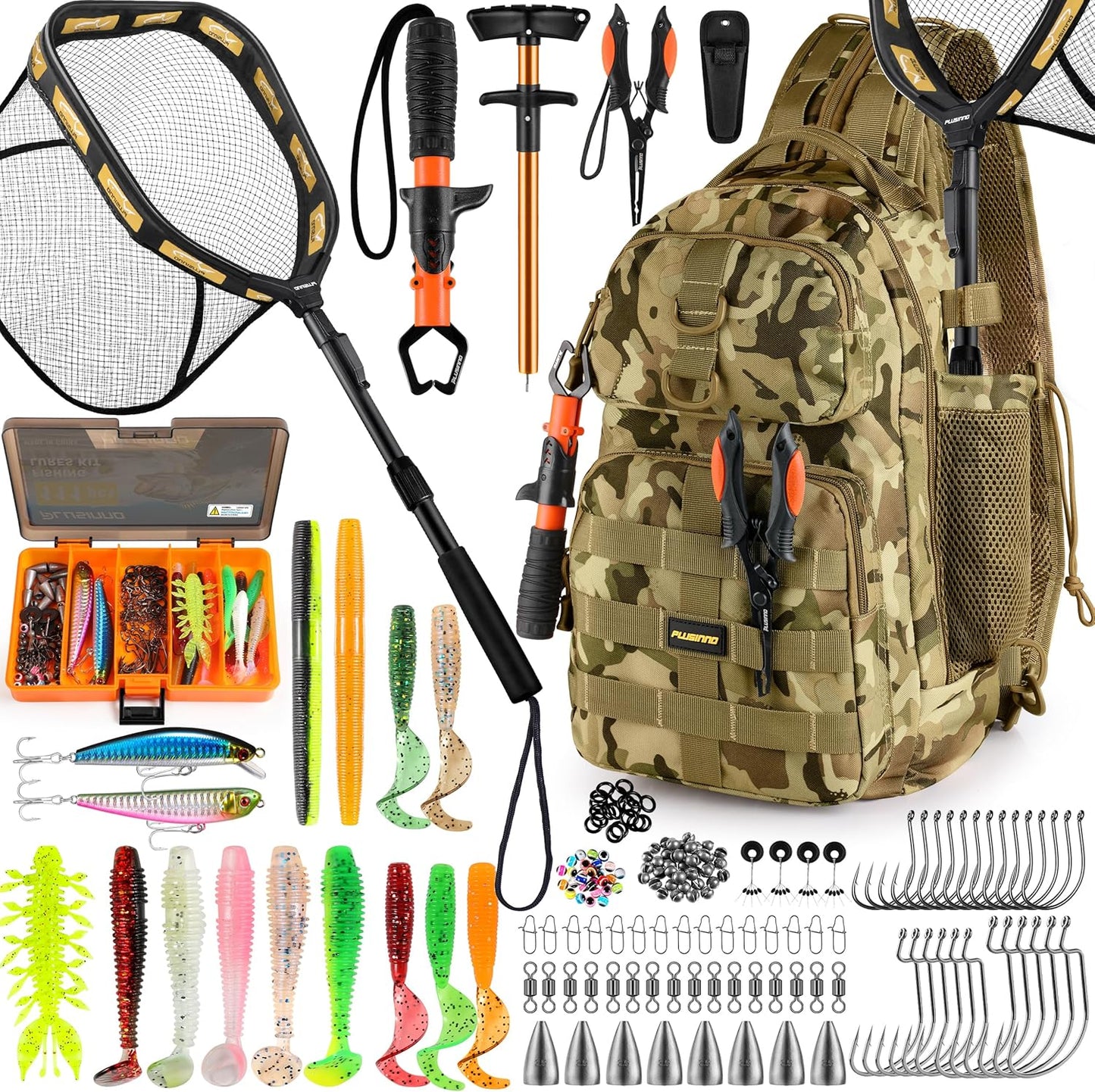 PLUSINNO Fishing Backpack with Tackle Boxes for All Your Gear