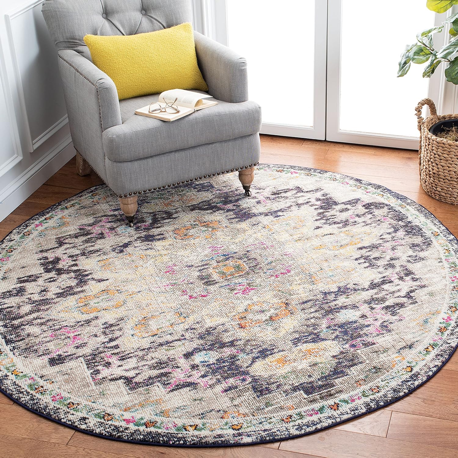 Boho Chic Medallion Distressed Area Rug for Dining Room