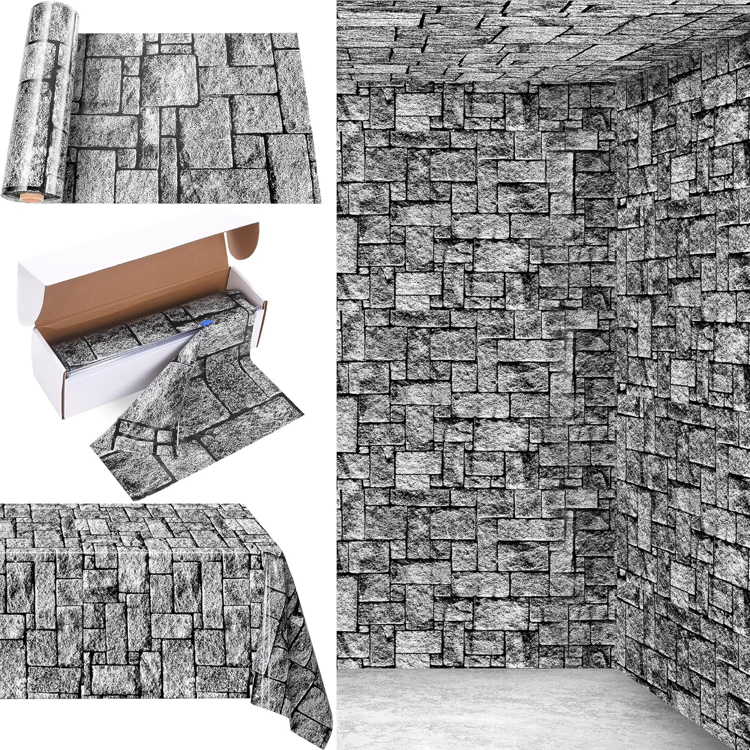 200 Ft x 54 Inch Stone Wall Tablecloth Roll for Events