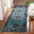 Vintage Hamadan Runner Rug 2ft 3in x 8ft - Light Blue & Black