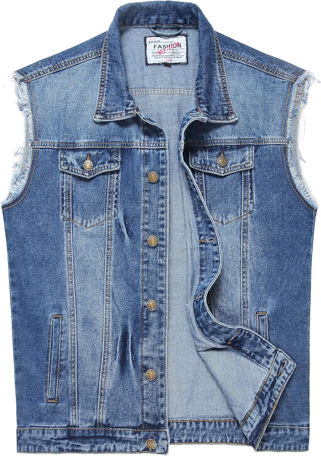 Men's Denim Vest for Stylish Rock Fashion - Distressed Design