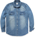 Mens Denim Button Up Shirt Long Sleeve Casual Work Shirt - True Fit